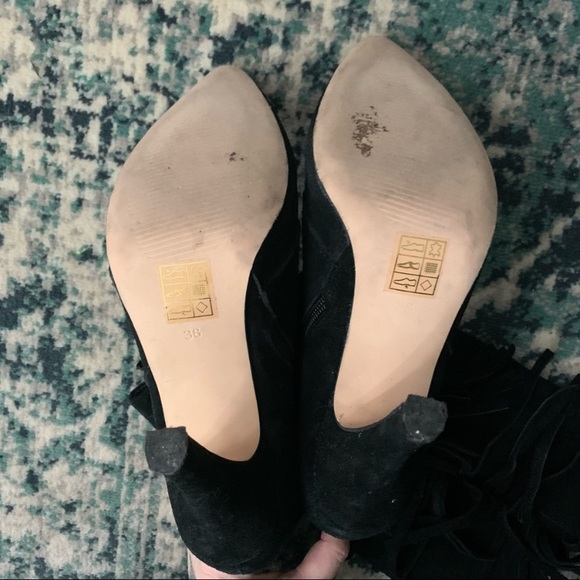 Black Suede Fringe Boots. - Picture 3 of 5